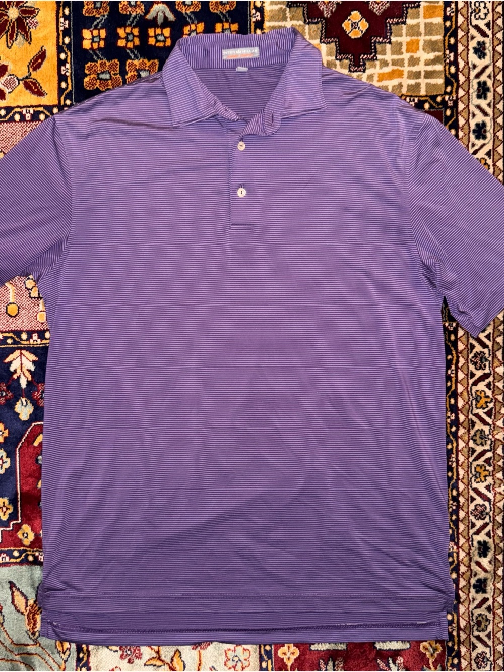 Peter Millar Purple Striped Performance Polo